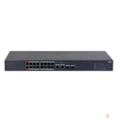 Коммутаторы DAHUA DH-CS4218-16ET-190 16-портовый PoE коммутатор L2 с функцией облачного управления, 16xRJ45 100Mb PoE, 2хКомбо SFP/RJ45 1Gb uplink, суммарно 190Вт, коммутация 7.2 Гбит/с, MAC-таблица 8К