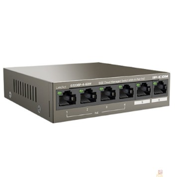 Сетевое оборудование IP-COM G2206P-4-63W Коммутатор PoE управляемый  6-Ports 10/100/1000 Base-T + 2-Ports 1000 Base-X SFP (2-Ports uplink) / 4-Ports PoE (PoE бюджет 58W)-1