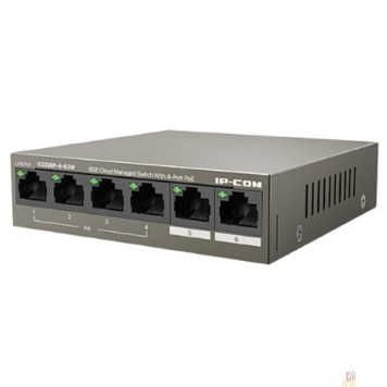 Сетевое оборудование IP-COM G2206P-4-63W Коммутатор PoE управляемый  6-Ports 10/100/1000 Base-T + 2-Ports 1000 Base-X SFP (2-Ports uplink) / 4-Ports PoE (PoE бюджет 58W)-2