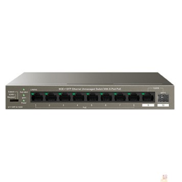 Сетевое оборудование IP-COM G1110PF-8-102W Коммутатор PoE неуправляемый  9-Ports 10/100/1000 Base-T + 1-Port 1000 Base-X SFP / 8-Ports PoE (PoE бюджет 92W)