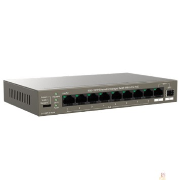 Сетевое оборудование IP-COM G1110PF-8-102W Коммутатор PoE неуправляемый  9-Ports 10/100/1000 Base-T + 1-Port 1000 Base-X SFP / 8-Ports PoE (PoE бюджет 92W)-1