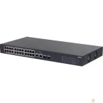 Коммутаторы DAHUA DH-CS4226-24ET-375 24-портовый PoE коммутатор облачный 24 RJ45 10/100Мбит/с (PoE/PoE+/Hi-PoE), 2 комбинированных SFP/RJ45 10/100/1000Мбит/с (uplink)