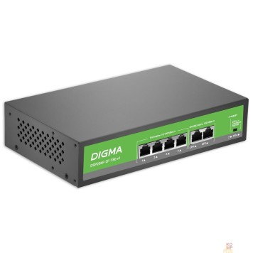 Сетевое оборудование Digma DSP204F-2F-T80 Коммутатор DSP204F-2F-T80 V1 (L2) 6х100Мбит/с 4PoE 4PoE+ 80W неуправляемый-1