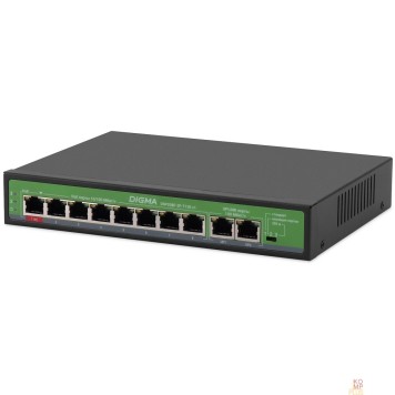 Сетевое оборудование Digma DSP208F-2F-T120 Коммутатор V1 (L2) 10х100Мбит/с 8PoE 8PoE+ 120W неуправляемый-2