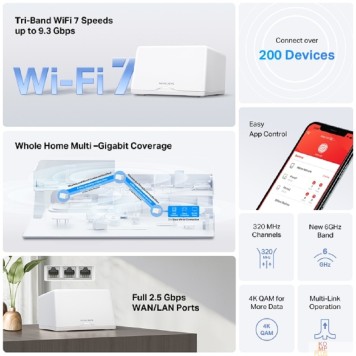 Mercusys Mercusys Halo H47BE(2-pack) BE9300 Домашняя Mesh Wi-Fi 7 система-2