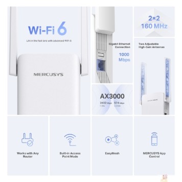 Mercusys Mercusys ME80X AX3000 Усилитель Wi-Fi сигнала-2
