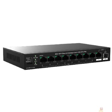 Сетевое оборудование IP-COM G1110PF-8-120W Коммутатор неуправляемый PoE, 10 портов, 9x1 Гбит/с, SFP 1х1 Гбит/с, PoE 8х30 Вт (до 102 Вт), настольный-1