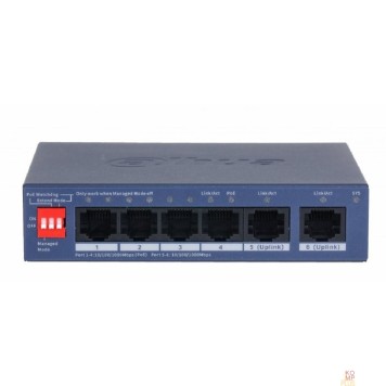Коммутаторы DAHUA DH-CS4006-4GT-36 4-портовый гигабитный PoE коммутатор с функцией облачного управления, 4 RJ45 10/100/1000Мбит/с (PoE/PoE+), 2 RJ45 10/100/1000Мбит/с (uplink)