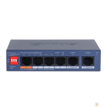 Коммутаторы DAHUA DH-CS4006-4ET2GT-60 4-портовый гигабитный PoE коммутатор с функцией облачного управления, 4xRJ45 100Mb, 2xRJ45 1Gb uplink, суммарно 60Вт-1