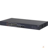 Коммутаторы DAHUA DH-CS4218-16ET-135-V2 16-портовый PoE коммутатор управляемый  16 RJ45 10/100Мбит/с (PoE/PoE+/Hi-PoE/IEEE 802.3bt), 2  SFP/RJ45 10/100/1000Мбит/с (uplink); мощность PoE: порты 1~2 до 90Вт, порты 
