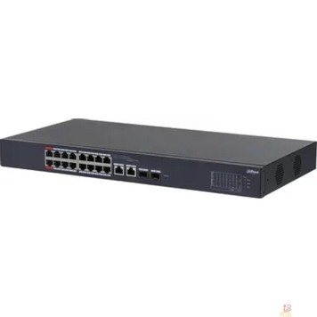 Коммутаторы DAHUA DH-CS4218-16ET-135-V2 16-портовый PoE коммутатор управляемый  16 RJ45 10/100Мбит/с (PoE/PoE+/Hi-PoE/IEEE 802.3bt), 2  SFP/RJ45 10/100/1000Мбит/с (uplink); мощность PoE: порты 1~2 до 90Вт, порты 
