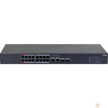 Коммутаторы DAHUA DH-CS4218-16ET-135-V2 16-портовый PoE коммутатор управляемый  16 RJ45 10/100Мбит/с (PoE/PoE+/Hi-PoE/IEEE 802.3bt), 2  SFP/RJ45 10/100/1000Мбит/с (uplink); мощность PoE: порты 1~2 до 90Вт, порты -1