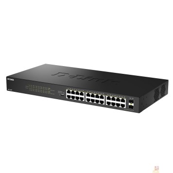 Сетевое оборудование D-Link DGS-1026P/A1A Конфигурируемый коммутатор с 24 портами 10/100/1000Base-T, 2 портами 1000Base-X SFP и DIP-переключателем (24 порта PoE 802.3af/at, PoE-бюджет 240 Вт, дальность до 250 м)-2