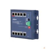 Коммутаторы DAHUA DH-CHS4110-8ET-90-F 8-портовый PoE коммутатор управляемый: 8 RJ45 10/100Мбит/с , 1 RJ45 10/100/1000Мбит/с, 1 комбинированный SFP/RJ45 10/100/1000Мбит/с  до 90Вт IP30, IK06; плоский 