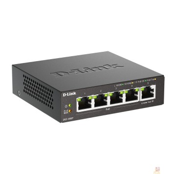 Сетевое оборудование D-Link DGS-1005P/L (ревизия A1) Неуправляемый коммутатор с 5 портами 10/100/1000Base-T (4 порта PoE 802.3af/at, PoE-бюджет 60 Вт)-1