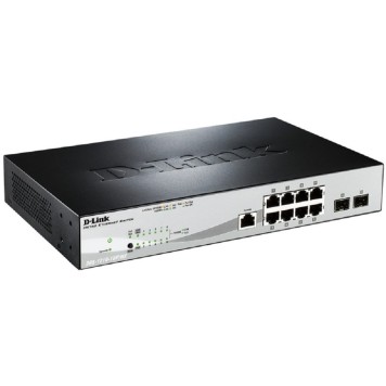 Сетевое оборудование D-Link DGS-1210-10P/ME/A1A Управляемый L2 коммутатор с 8 портами 10/100/1000Base-T и 2 портами 1000Base-X SFP (8 портов PoE 802.3af/at, PoE-бюджет 78 Вт)-1