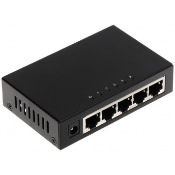 Коммутаторы DAHUA DH-PFS3005-5GT 5-портовый гигабитный неуправляемый коммутатор, 5xRJ45 1Gb, коммутация 10 Гбит/с, MAC-таблица 2К, металл