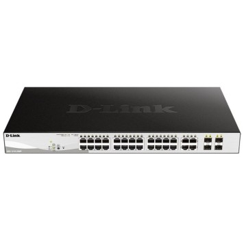 Сетевое оборудование D-Link DGS-1210-28MP/F3A Управляемый L2 коммутатор с 24 портами 10/100/1000Base-T и 4 комбо-портами 100/1000Base-T/SFP (24 порта PoE 802.3af/at, PoE-бюджет 370 Вт)