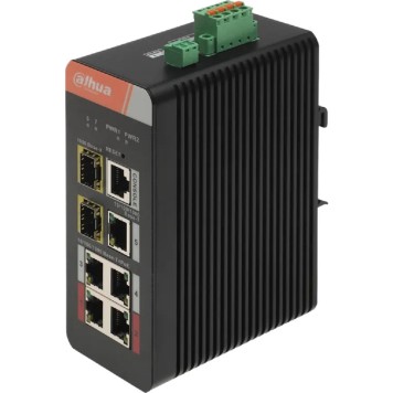 Коммутаторы DAHUA DH-IS4207-4GT-120 7-портовый гигабитный управляемый коммутатор с PoE, промышленное исполнение, 5xRJ45 1Gb, 2xSFP 1Gb, суммарно до 120Вт, коммутация 14 Гбит/с, MAC-таблица 8К