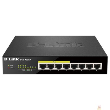 Сетевое оборудование D-Link DGS-1008P/E1A Неуправляемый коммутатор с 8 портами 10/100/1000Base-T (4 порта PoE 802.3af/at, PoE-бюджет 80 Вт)