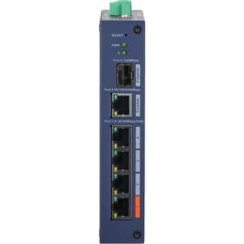 Коммутаторы DAHUA DH-CHS4106-4ET-60 4-портовый PoE облачный коммутатор; 4xRJ45 100M (PoE/PoE+/Hi-PoE), 1xRJ45, 1xSFP 1G (uplink); суммарно до 60Вт; PoE watchdog, до 250м; грозозащита 6кВ; IP30, IK06;-2