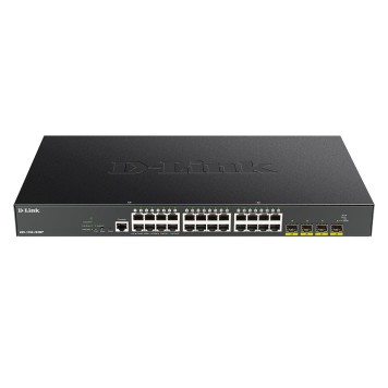 Сетевое оборудование D-Link DGS-1250-28XMP/A1A Управляемый L2 коммутатор с 24 портами 10/100/1000Base-T и 4 портами 10GBase-X SFP+ (24 порта PoE 802.3af/at, PoE-бюджет 370 Вт)