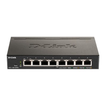 Сетевое оборудование D-Link DGS-1100-08PV2/A4A Настраиваемый L2 коммутатор с 8 портами 10/100/1000Base-T (8 портов PoE 802.3af/at, PoE-бюджет 64 Вт)