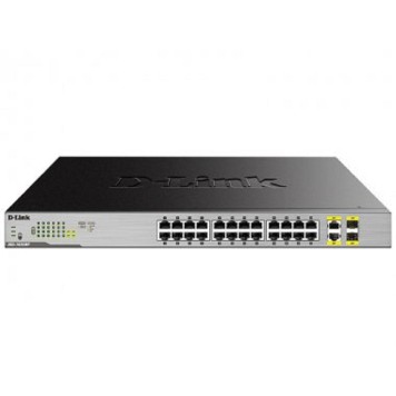 Сетевое оборудование D-Link DGS-1026MP/B2A Неуправляемый коммутатор с 24 портами 10/100/1000Base-T, 2 комбо-портами 100/1000Base-T/SFP (24 порта PoE 802.3af/at, PoE-бюджет 370 Вт)