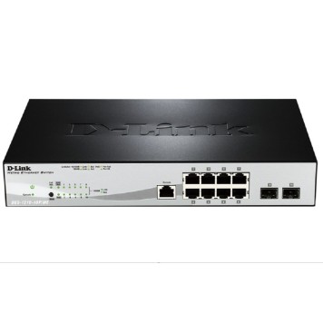 Сетевое оборудование D-Link DGS-1210-10P/ME/A1A Управляемый L2 коммутатор с 8 портами 10/100/1000Base-T и 2 портами 1000Base-X SFP (8 портов PoE 802.3af/at, PoE-бюджет 78 Вт)