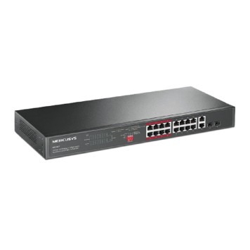 Mercusys MS118CP 16-портовый монтируемый в стойку PoE+ коммутатор 10/100 Мбит/с с 2 гигабитными портами-1