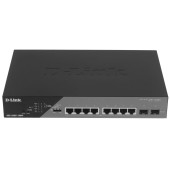 Сетевое оборудование D-Link DSS-200G-10MP/A1A Настраиваемый L2 коммутатор с 8 портами 10/100/1000Base-T и 2 портами 1000Base-X SFP (8 портов PoE 802.3af/at, PoE-бюджет 130 Вт, дальность до 250 м)  