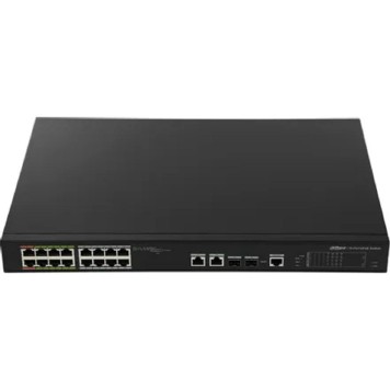 Коммутаторы DAHUA DH-LR2218-16ET-240-V2 18-портовый управляемый коммутатор с ePoE, уровень L2, 16xRJ45 100Mb PoE; 2хКомбо SFP/RJ45 1Gb uplink, суммарно 240Вт, коммутация 8.8 Гбит/с, MAC-таблица 4К-1