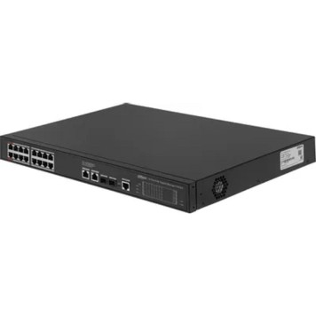 Коммутаторы DAHUA DH-S4220-16GT-190 16-портовый гигабитный управляемый коммутатор с PoE; 16xRJ45 1G (PoE/PoE+/Hi-PoE/802.3bt), 2xRJ45 1G (uplink), 2xSFP 1G (uplink); суммарно 190Вт;грозозащита;питание 100-240VAC