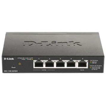 Сетевое оборудование D-Link DGS-1100-05PDV2/A1A Настраиваемый L2 коммутатор с 5 портами 10/100/1000Base-T (2 порта PoE, 1 порт для питания коммутатора по PoE). (Питание осуществляется только по PoE.)