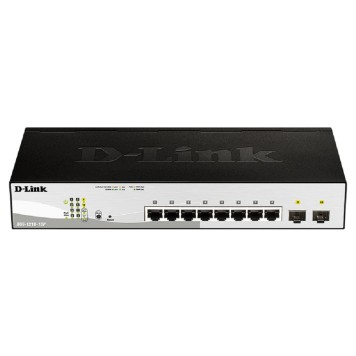 Сетевое оборудование D-Link DGS-1210-10P/FL2A Управляемый L2 коммутатор с 8 портами 10/100/1000Base-T и 2 портами 1000Base-X SFP (8 портов PoE 802.3af/at, PoE бюджет 65 Вт)-1