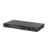 Коммутаторы DAHUA DH-S3218-16ET-190 16-портовый неуправляемый коммутатор с РоЕ; 16xRJ45 100M (PoE/PoE+/Hi-PoE), 2xCombo SFP/RJ45 1G (uplink); суммарно до 190Вт; PoE watchdog, до 250м; питание: 100–240VAC;