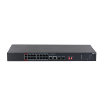 Коммутаторы DAHUA DH-S3220-16GT-190 16-портовый неуправляемый гигабитный коммутатор с PoE; 16xRJ45 1G (PoE/PoE+/Hi-PoE), 2xRJ45 1G (uplink), 2xSFP 1G (uplink); суммарно 190Вт;watchdog;грозозащита;питание 100-240V