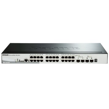 Сетевое оборудование D-Link DGS-1510-28P/A1A PROJ Управляемый L2+ стекируемый коммутатор с 24 портами 10/100/1000Base-T, 2 портами 1000Base-X SFP и 2 портами 10GBase-X SFP+ (24 порта PoE 802.3af/at, PoE-бюджет 193 Вт)