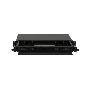 Сетевое оборудование NIKOMAX NMF-RP48LCUM4-TS-P1-1U-BK оптический кросс, 1U, укомплектованный на 48 портов LC/UPC (24 двойных LC/UPC адаптеров), MM 50/125 OM4, выдвижной, с полкой-1