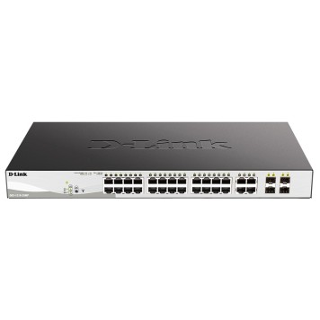 Сетевое оборудование D-Link DGS-1210-28MP/F4A Управляемый L2 коммутатор с 24 портами 10/100/1000Base-T и 4 комбо-портами 100/1000Base-T/SFP (24 порта PoE 802.3af/at, PoE-бюджет 370 Вт)
