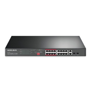 Mercusys MS118CP 16-портовый монтируемый в стойку PoE+ коммутатор 10/100 Мбит/с с 2 гигабитными портами