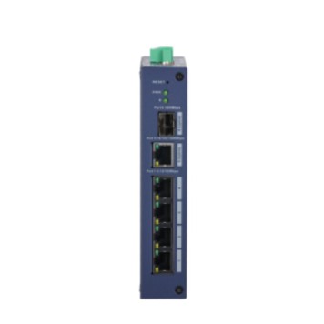 Коммутаторы DAHUA DH-CHS4106-4ET 6-портовый облачный коммутатор; 4xRJ45 100M, 1xRJ45 1G (uplink), 1xSFP 1G (uplink); питание 12VDC; грозозащита 6кВ; IP30, IK06;-1