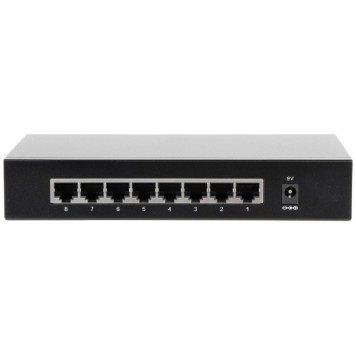Коммутаторы DAHUA DH-PFS3008-8GT 8-портовый гигабитный неуправляемый коммутатор, 8xRJ45 1Gb, коммутация 16 Гбит/с, MAC-таблица 2К, металл