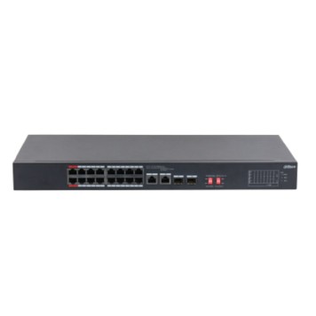Коммутаторы DAHUA DH-S3218-16ET-190 16-портовый неуправляемый коммутатор с РоЕ; 16xRJ45 100M (PoE/PoE+/Hi-PoE), 2xCombo SFP/RJ45 1G (uplink); суммарно до 190Вт; PoE watchdog, до 250м; питание: 100–240VAC;-1