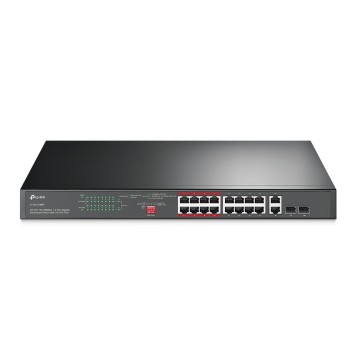 Сетевое оборудование TP-Link TL-SL1218MP Неуправляемый коммутатор с 16 портами PoE+ 10/100 Мбит/с и 2 комбинированными портами RJ45/SFP
