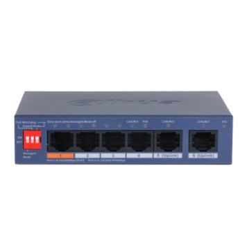 Коммутаторы DAHUA DH-CS4006-4ET2GT-60 4-портовый PoE облачный коммутатор; 4xRJ45 100M (PoE/PoE+/Hi-PoE), 2xRJ45 1G (uplink); суммарно до 60Вт; PoE watchdog, до 250м; питание: 53VDC;-1