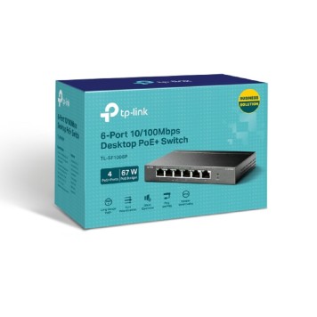 Сетевое оборудование TP-Link TL-SF1006P Настольный коммутатор с 6 портами 10/100 Мбит/с (4 порта PoE+)-2
