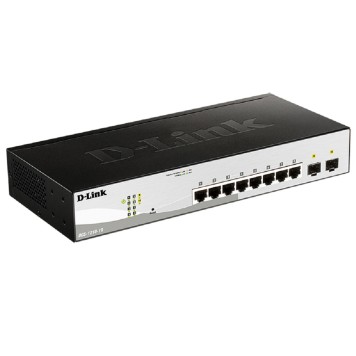 Сетевое оборудование D-Link DGS-1210-10/F1A Управляемый L2 коммутатор с 8 портами 10/100/1000Base-T и 2 портами 1000Base-X SFP-1
