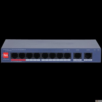 Видеонаблюдение DAHUA DH-CS4010-8ET2GT-110 8-портовый PoE коммутатор управляемый  8 RJ45 10/100Мбит/с (PoE/PoE+/Hi-PoE/IEEE 802.3bt), 2 RJ45 10/100/1000Мбит/с (uplink);  1~2 до 90Вт, 3~8 до 30Вт, суммарно до 110Вт-1